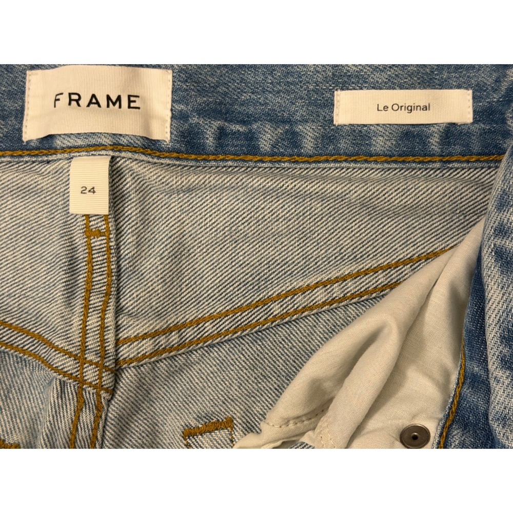 Frame Le Original High Rise Straight Leg Distressed Frayed Hem Jeans‎ Size 24x27 - Picture 4 of 10